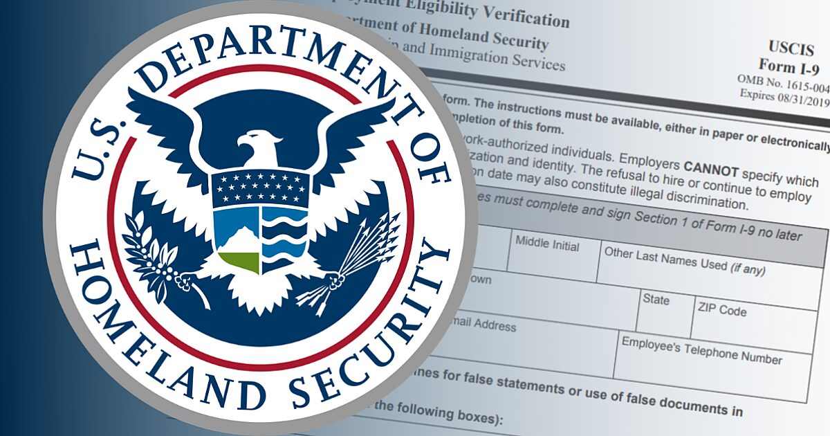 A department of homeland security form with an eagle on it.